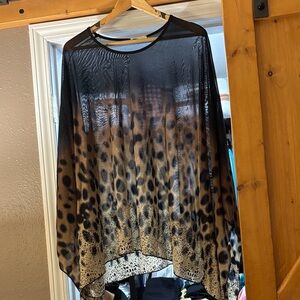 Chic Leopard Print Sheer Poncho